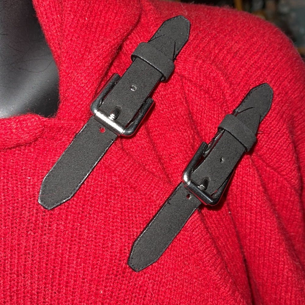 Lauren Ralph Lauren red lambswool cape S/M - Picture 7 of 16